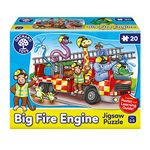 Orchard Toys Big Fire Engine Jigsaw Puzzle, 20 Piece Shaped Educational Jigsaw Puzzle For Kids, Toddlers, Ages 2-5, Develops Hand-Eye Coordination