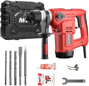 MPT 1-1/4 Inch SDS-Plus 13 Amp Heavy Duty Rotary Hammer Drill With Vibration Control And Safety Clutch,32mm For Concrete Including 5 Drill Bits,Point Chisel,Flat Chisel,includes Plug