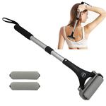 Easace Back Lotion Applicator for Men and Women, Interchangeable Roller Head for Foam, Adjustable Angle Head, Extendable Long Handle, Body Moisturiser (Silver)
