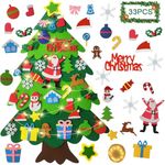 Niserelesa DIY Felt Christmas Tree Set, 3.28ft Wall Hanging Xmas Tree Kit for Kids with 32 Ornaments, Perfect for Home, Door, Window Decor, Fun and Interactive Christmas Decoration for Toddlers