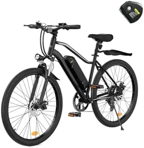 wawscote Electric Bike - 500W Peak Motor Electric Bike for Adults, 20MPH Up to 55 Miles, Removable Battery, Shock Absorber, 7-Speed, 26” Tire Electric Commuter Bicycle for Adults