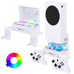 Wall Mount Kit with Cooling Fan for Xbox Series S, Wall Mount Accessoires Kit with RGB Light & USB Port & Cooling System & Detachable Double Controller Holder for Xbox Series S (NOT for Xbox ONE S)