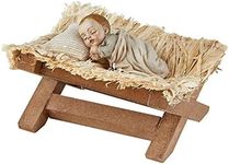 Needzo Sleeping Baby Jesus in Manger Figurine, Infant Jesus Statue for Nativity Scene, 4 Inch