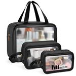 MAANGE Toiletry Bag for Women Men, Translucent Waterproof Makeup Cosmetic Bag Travel Organizer for Accessories, Toiletries(Black)