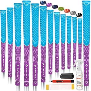 SAPLIZE 13 Golf Grips with Full Regripping Kit, Standard Size, Multi-compound Hybrid Golf Club Grips, Purple Color