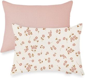Toddler Pillowcases for 13"x18" Pillow 2 Pack, Muslin Small Toddler Baby Kids Travel Pillow Covers for Boys Girls with Envelope Closure