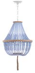 Safavieh LIT4477A Collection Lush Kristi 3 Light 16.5" Beaded Pendant, Blue