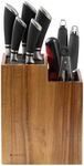 Navaris Knife Block & Utensil Organiser - Durable Acacia Wood Knife Holder without Knives - Removable & Washable Plastic Bristle for Random Sized Knives - Kitchen Storage Stand