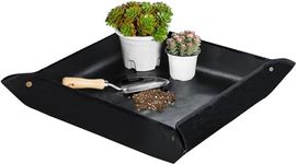 DHVSAM Gardening Plant Repotting Mat, Foldable Plant Transplanting Tarp Waterproof Gardening Mat, Succulent Hand Transplanting Pad Planting Ground Mat for Indoor Garden Plant Care (Black 75x75 cm)