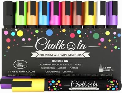 Chalkola Set 10 Feutre Craie Liquide Effaçable | Pointe Réversible 6mm | Chalk Marker et Peinture Stylo Craie pour Tableau Noir | Effacable Marqueur pour Vitre, Fenetre Verre, Ardoise