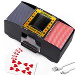 FavorCa 1-2 Decks Automatic Card Shuffler USB/Battery Operated Electric Shuffler for Home Party Poker Blackjack UNO Games Tables