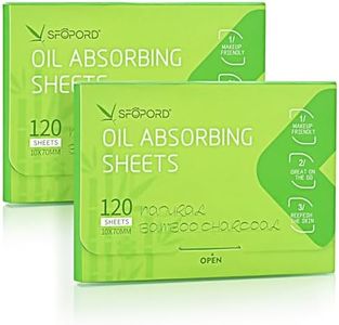 Oil Absorbing Sheets with Bamboo Charcoal - 2 Pack (240 sheets) Oil Blotting Sheets For Face, 20% More Makeup Friendly High-performance Handy Face Blotting Paper for Oily Skin