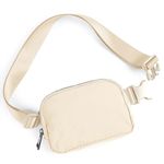 ODODOS Unisex Mini Belt Bag with Adjustable Strap Small Waist Pouch for Workout Running Travelling Hiking, Ivory