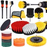 27 Piece Drill Brush Attachment Set, Power Scrubber Drill Brush Kits, Scrub Brush with Extend Long Reach Attachment, Scrub Pads and Sponge, Buffing Pads, for Bathroom, Kitchen, Car Cleaning Supplies