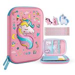 TCJJ Unicorn Pencil Case,3D Eva Cute Pencil Case for Girls,High Capacity Water Proof Stationery Set for Kids,School Supplies for Kids Back to School Gifts,Christmas Gifts