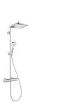 hansgrohe Crometta E - shower system with thermostat, rainfall shower head (240 x 240 mm), hand shower (1 spray), shower hose, shower rail and head shower square(1 spray), chrome, 27271000