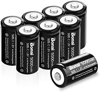 BONAI Rechargeable C Batteries 5,000mAh 1.2V Ni-MH High Capacity High Rate C Size Battery C Cell Rechargeable Batteries (8 Pack)