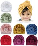 inSowni 8 Pack Solid Nursery Hospital Ball Donut Turban Hat Cap Beanie Bonnet for Baby Girls Toddlers Newborns Infants