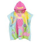 Kids Beach Pool Bath Hooded Poncho Towel,BANGSAUR 100% Cotton Surf Changing Towels Wrap, Baby Toddler Girl Boys 3-12 Years (Pink Mermaid,5-9Years/Height:43"-51";110-130cm)