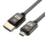 cablecc Micro HDMI to HDMI 2.1 Ultra-HD UHD 8K 60hz 4K 120hz Cable 48Gbs HDMI Cord for Camera Tablet 1.5M (150cm)