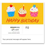 Happy Birthday Cupcakes with candles-Amazon Pay eGift Card