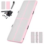 NO. 32 Inflatable Gymnastics Tumbling Mat with Electric Pump. 10ft Air Gymnastics Tumble Track Training Mat for Home/Exercise/Fitness/Pilates/Yoga/Martial Arts/Gym/Beach/Garden/Cheerleading/Water Fun