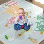 DICAO Baby Play Mat Foldable, Double-Sided Crawling Mat 200x180*1.5cm Kids Waterproof Portable Mat, Anti-Slip Reversible Large Activity Play Mat for Children Indoor Outdoor Use | 78" x70"x0.6"