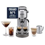 De'Longhi Dedica Duo EC890.M, Traditional Barista Pump Machine, Espresso And Cold Brew, Manual Coffee Machine With My LatteArt Steam Wand, 15cm Wide, 2 Espresso, Touch Display, Mug up to 13cm, Metal