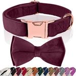 Asvin Dog Collar Velvet, With Bow Soft and Comfortable, Adjustable Dog Bow Tie, With Metal Quick Release Buckle, for Boys Girl Dog Wedding Collar Birthday, etc.