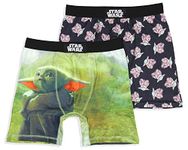 INTIMO Star Wars Mens' The Mandalorian 2 Pack Grogu Baby Yoda Boxers Underwear Boxer Briefs (X-Large) Black