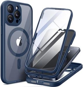 TIESZEN Magnetic for iPhone 15 Pro Max Case, [Dustproof Design] Compatible with MagSafe, Built-in 9H Tempered Glass Screen Protector + Privacy Screen Protector & Upgraded Camera Protection, Dark Blue