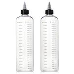 Segbeauty 2Pcs Hair Dye Bottles Refillable, 500ml Empty Hair Dye Colored Squeeze Bottle with Angled Tip, 16.9oz PET Twist-Top Tip Plastic Dyeing Tool for Hair Color Perm Oil Salon Hairdressing