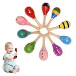 Wooden baby maracas,4 Pcs Maracas,Colorful Shakers Maracas Baby,Baby Maracas Baby Sensory,Baby Musical Instrument for Party Favors,Mini Maracas Baby Wooden Maracas Baby Classroom Prize Supplies