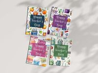 Mama and Munu teachers day card, colorful teacher card, pack of 4, blank inside, size 4 X 6 inches