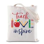 ZJXHPO Teach Love Inspire Makeup Bag Teacher Appreciation Gift Graduation Teacher Gift End of Year Retirement Gifts for Teacher (C-teach tote bag)