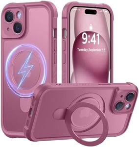 MOCCA Design for iPhone 15 Case with Magnetic Invisible Stand [Full Camera Protection] [Compatible with Magsafe] Military Drop Shockproof Translucent Matte Phone Case Cover 6.1",Lavender Purple