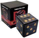 Puzzle Box Enigma Dice Cube - Money and Gift Holder in a Wooden Magic Trick Lock with Hidden Compartment Piggy Bank Brain Teaser Game (Black)