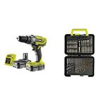 Ryobi R18PD3-215GZ 18 V ONE+ Cordless Combi Drill Starter Kit (2 x 1.5 Ah) & Kit 60 Piece Screwdriver and Drill RYOBI rak60ddf