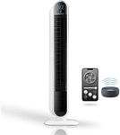 Lasko Smart Oscillating Tower Fan Powered by Aria, Wi-Fi Connected, Voice Controlled, Compatible with Alexa and Google Assistant, Timer, 5-Speeds, 40", White, T40735, Large