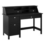 Bush Furniture Broadview 54W Computer Desk with Drawers and Desktop Organizer in Classic Black | Storage for Home Office Workspace