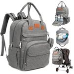 KeaBabies Diaper Bag Backpack, Baby Diaper Bag - Large Baby Diaper Bags for Baby Boy, Girl, Baby Diaper Bag with Changing Station Diaper Mat, Baby Bag for Boys, Girls, Dad Diaper Bag (Classic Gray)