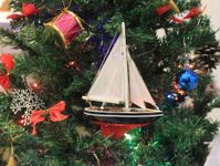 Hampton Nautical American Sailboat Christmas Tree Ornament 9"