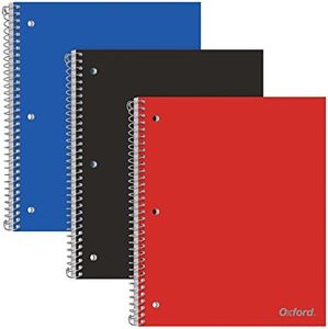 Oxford 1-Subject Poly Notebooks, College Rule, Assorted Color Covers, 100 Sheets, 1 Poly Divider Pocket, 3 Pack (10390)