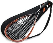 Pro Impact Graphite Carbon Fiber Squash Racket - Full Size Lightweight - with Carry On Cover & Durable Strings - Made of Pure Graphite Designed to Improve Gameplay for All Skill Levels RED/Black