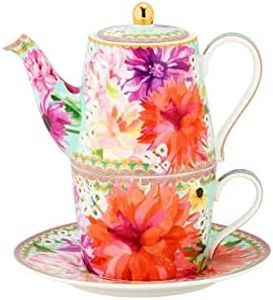 Maxwell & Williams Teas & C's Dahlia Daze Tea for One With Infuser 340ML Sky Gift Boxed