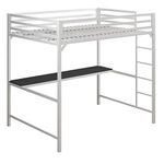 DHP Miles Metal Full Loft Bed with Desk, White