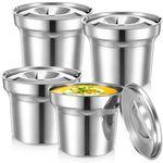 Zhehao 4 Pieces Inset Pan Stainless Steel Soup Pan Bain Marie Pot Round Soup Warmer with Lid for Kitchen Hotel Catering Restaurant Buffet Parties Banquets (4 qt)