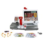 Theo Klein 9356 Toy Cash Register I With Plastic Film Keyboard, Calculator Function, Payment Terminal Including Scanner and Scales with Light and Sound Function I Dimensions: 31 cm x 15.5 cm x 23 cm