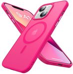 CAHEJILU Magnetic for iPhone 13 Case & iPhone 14 Case [Compatible with MagSafe] [10FT Military Grade Drop Tested] Protective Shockproof Slim Translucent Matte Phone Case for iPhone 14/13, Hot Pink