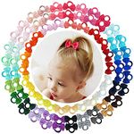 JOYOYO 80 Pcs Baby Girl Hair Bands Toddler Hair Bows Elastic Hair Ties Small Size Ribbon Bows 2 Inch Toddlers Bow Hair Bands, Ponytail Bows Hair Bobbles for Toddler Girls